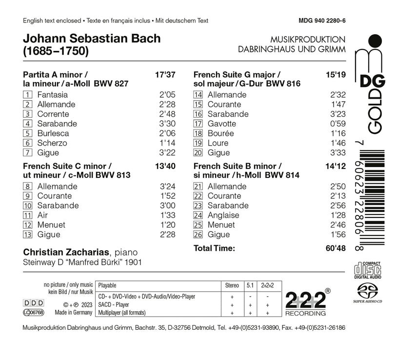 Johann Sebastian Bach - Partita In A Miinor / French Suites;