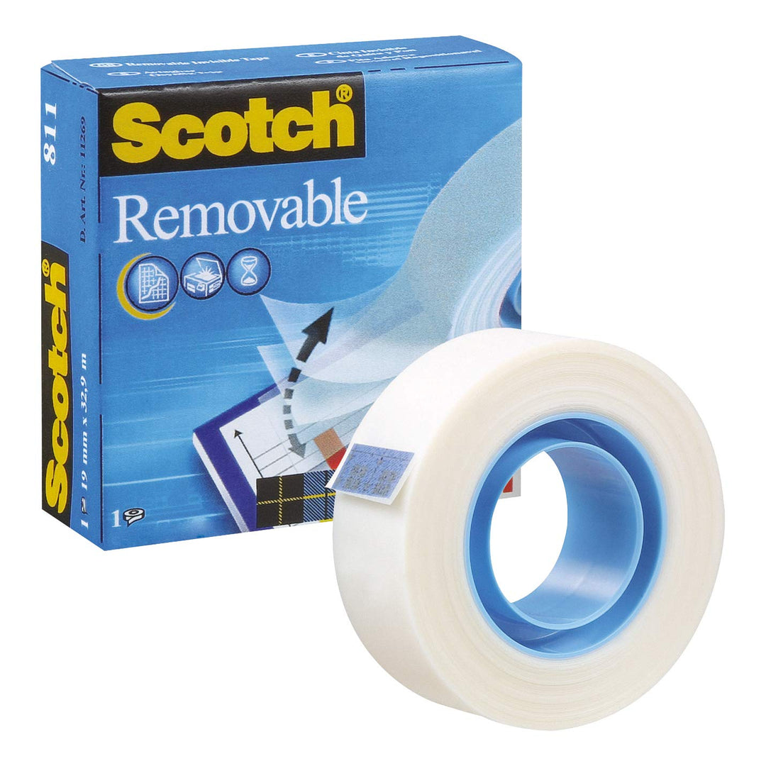 3M: Post-it Scotch - Nastro Adesivo Invisibile Rimovibile 19mmx33m;