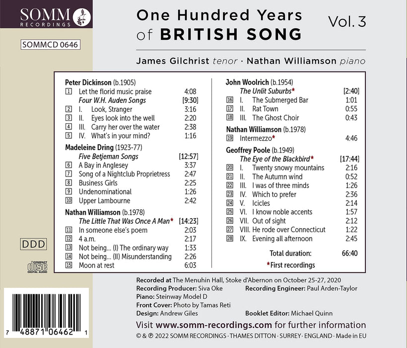 James Gilchrist / Nathan Williamson: One Hundred Years Of British Song, Vol.3;