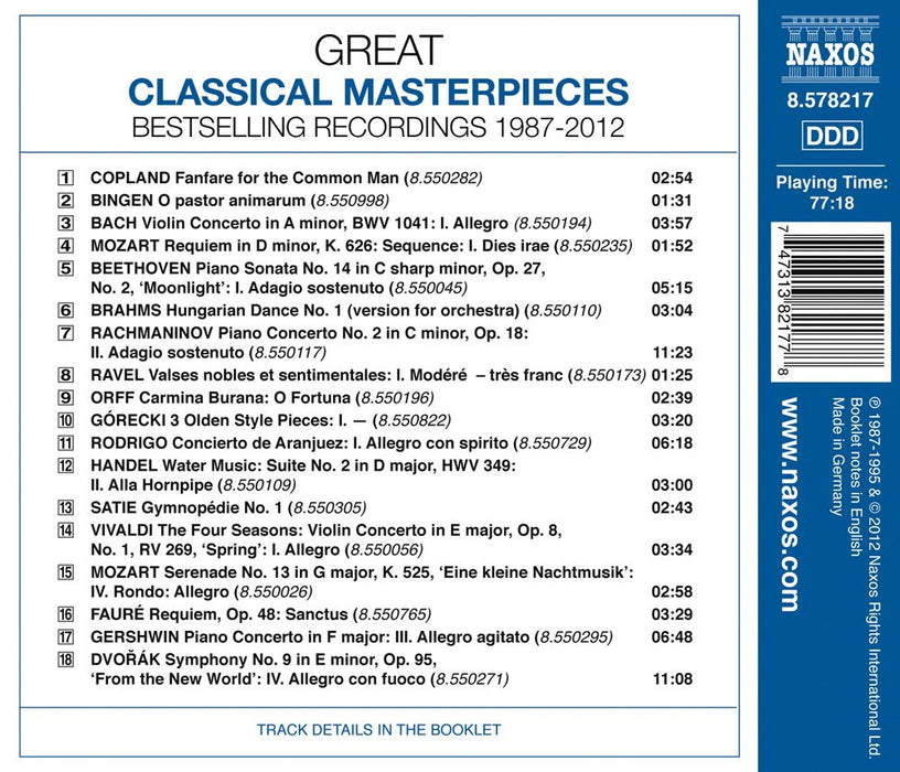 Great Classical Masterpieces: Bestselling Recordings 1987-2012 / Various;