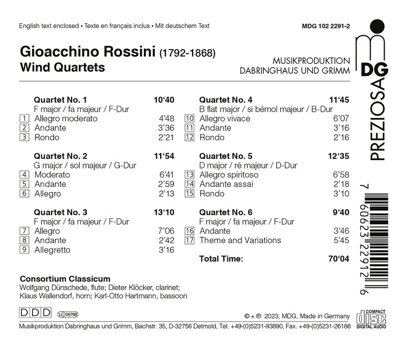 Consortium Classicum - Wind Quartets;