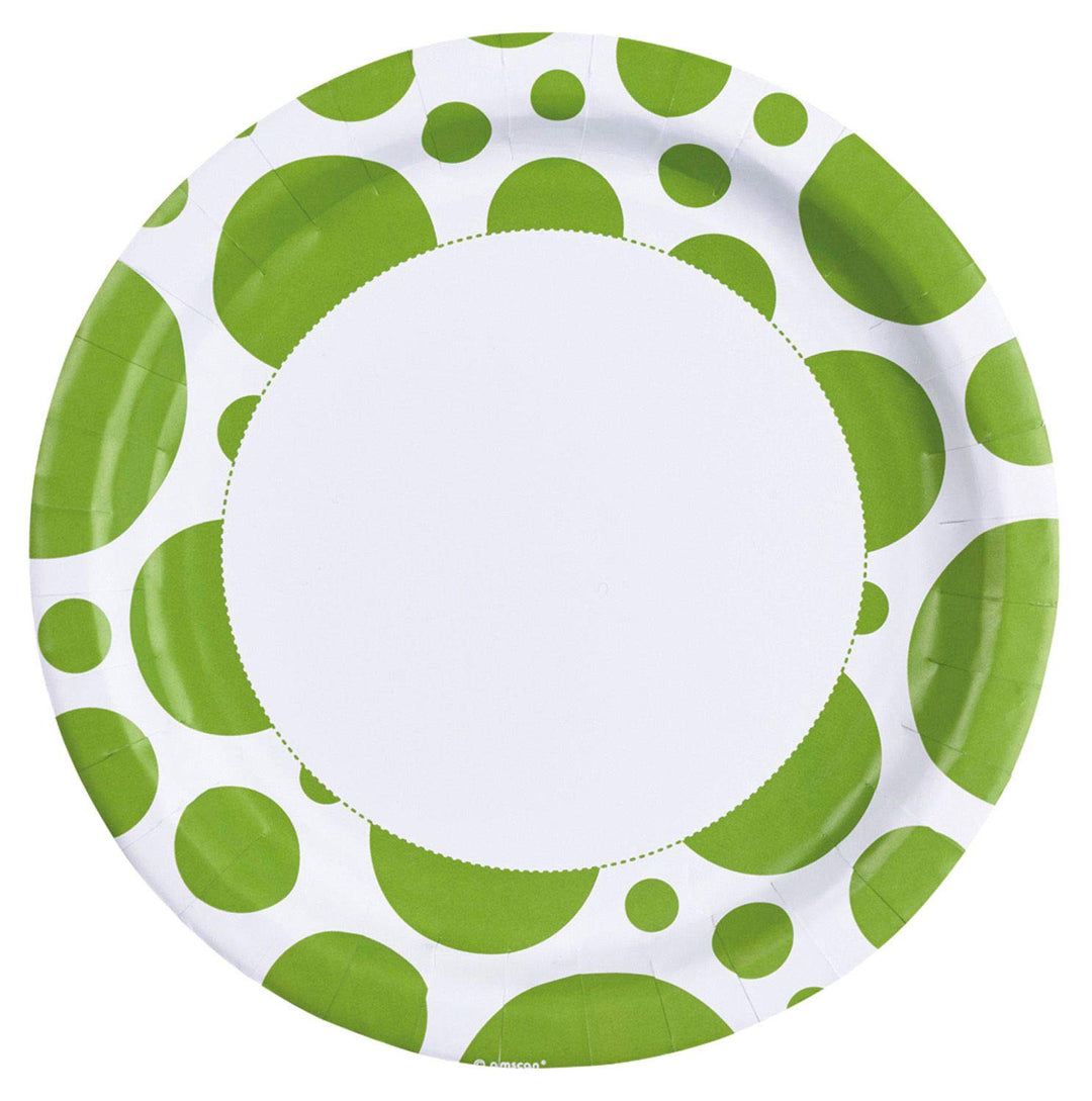 Amscan: Solid Color Dots Kiwi - 8 Plates 23 Cm;