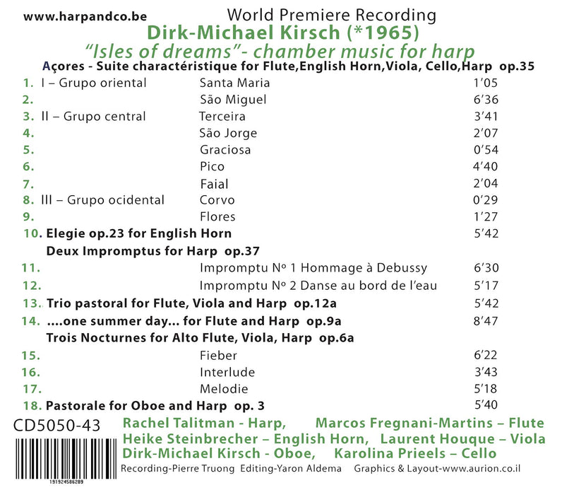 Rachel Talitman / Marcos Fregnani-Martins / Laurent Houque - Dirk-Michael Kirsch: Isles Of Dreams - Chamber Music For Har;