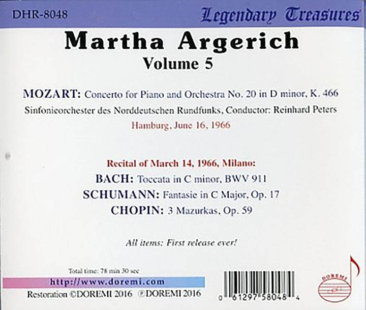 Martha Argerich - Legendary Treasures Vol.5;