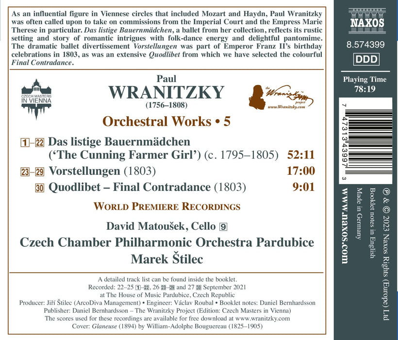 Paul Wranitzky - Orchestral Works Vol.5;