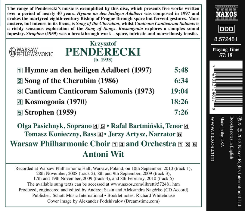 Krzysztof Penderecki - Canticum Canticorum Salomonis - Kosmogonia, Strophen;