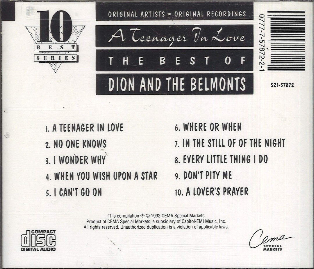 Dion &amp; Belmonts - Teenager In Love;