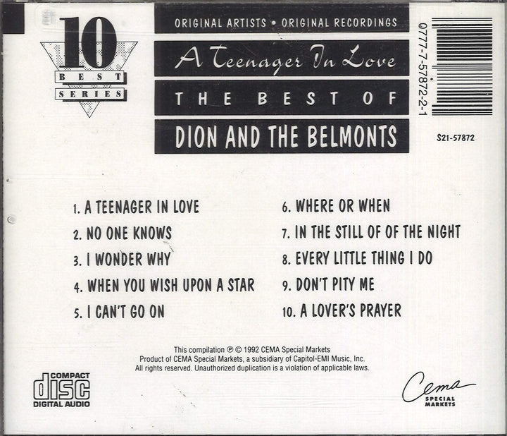 Dion &amp; Belmonts - Teenager In Love;