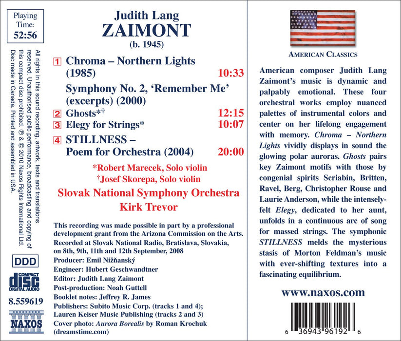 Judith Lang Zaimont - Chroma, Northern Lights, Sinfonia N.2 "Remember Me" (estratti), Ghosts;