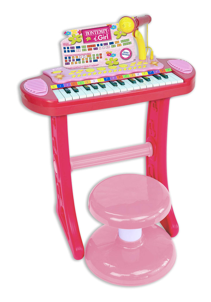 Bontempi 13 3671 - I Girl - Tastiera Elettronica A 31 Tasti Con Microfono E Sgabello;