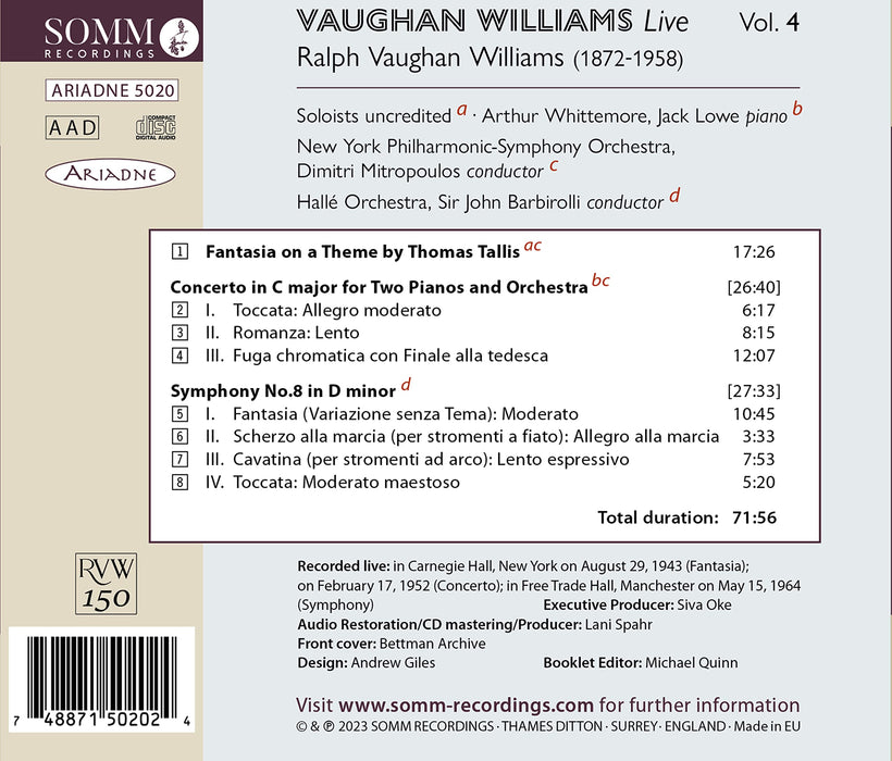 Ralph Vaughan Williams - Live Vol. 4;