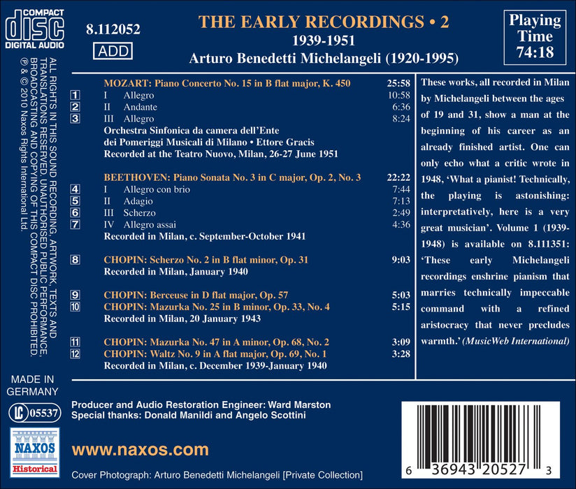 Arturo Benedetti Michelangeli: The Early Recordings, Vol.2 (1939-1951);