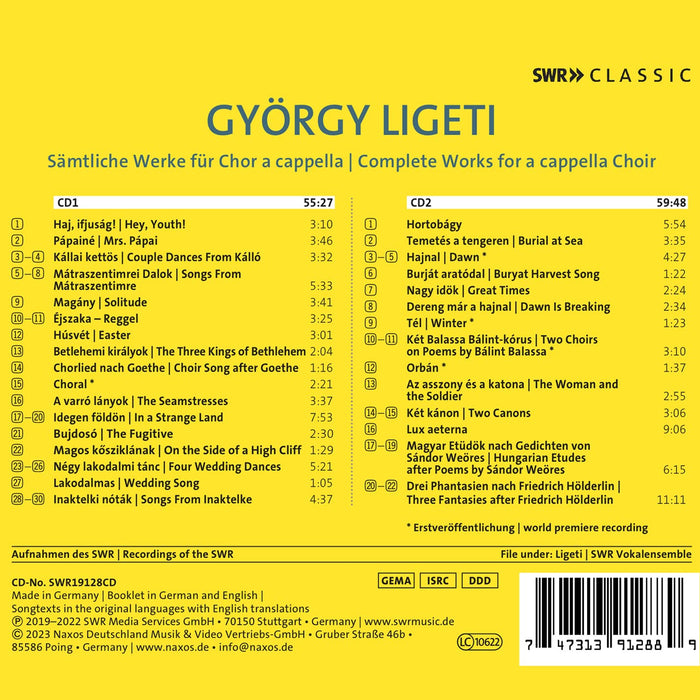 Gyorgy Ligeti - Complete Works For A Cappella Choir (2 Cd);