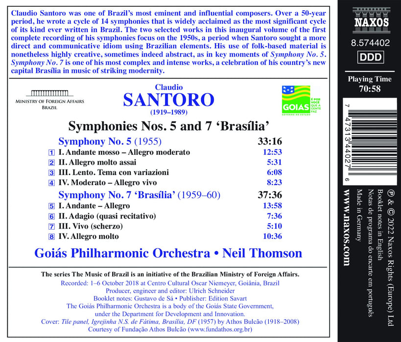 Claudio Santoro - Symphonies Nos. 5 And 7 Brasilia;
