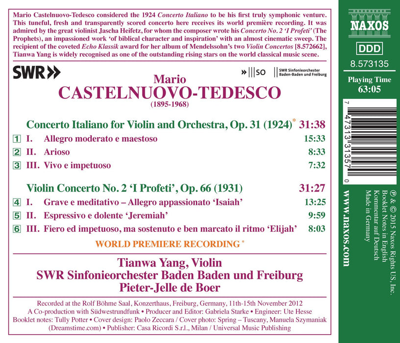Mario Castelnuovo-Tedesco - Concerto Italiano & Violin Concerto No. 2;