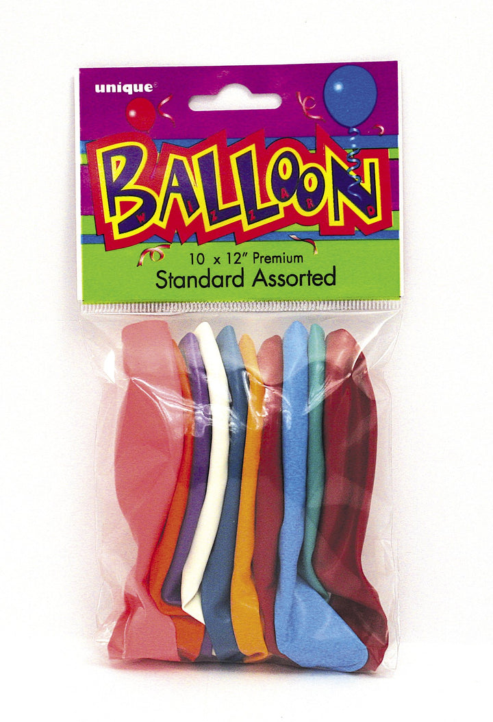 Unique Party: 10Ct 12'' Std Assortd Balloons;