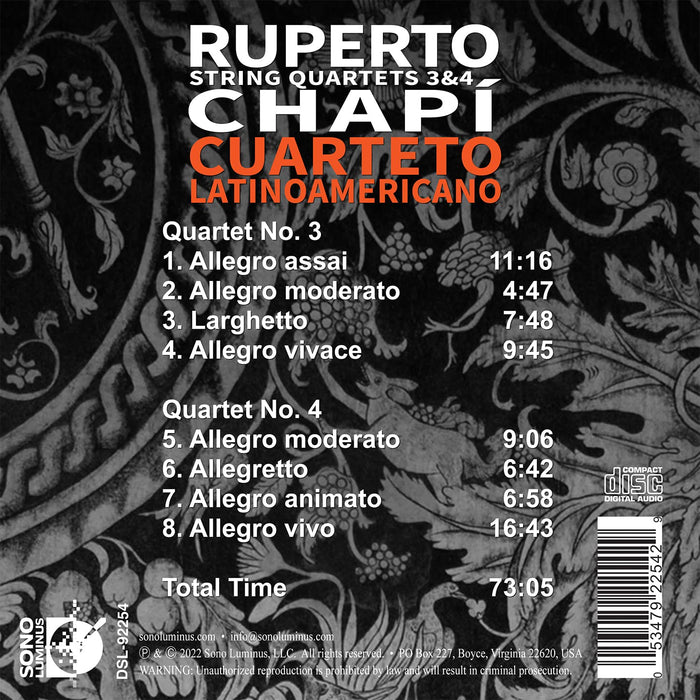 Ruperto Chapi' - String Quartets 3 & 4;