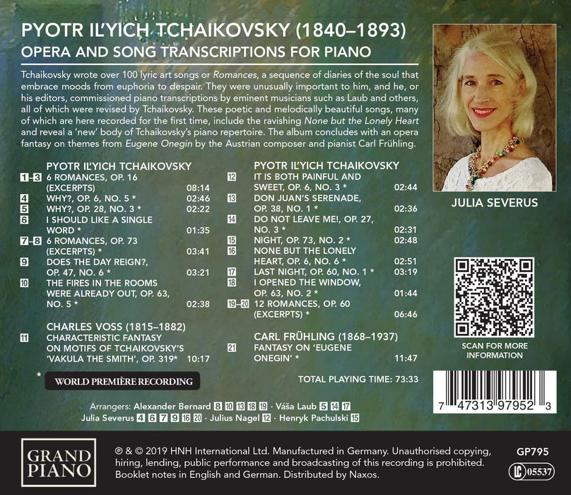 Pyotr Ilyich Tchaikovsky - Opera And Song Transcriptions For Solo Piano;