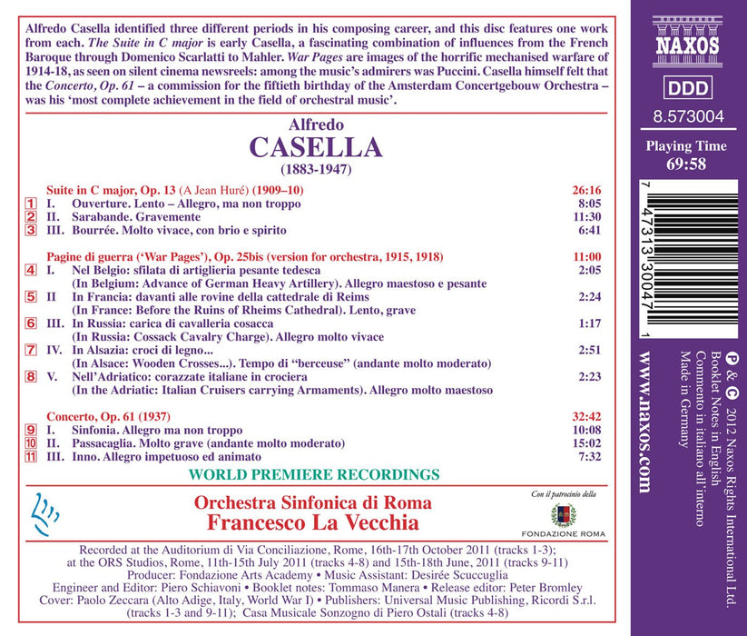 Alfredo Casella - Concerto For Orchestra Op.61, Pagine Di Guerra Op.25bis, Suite Op.13;