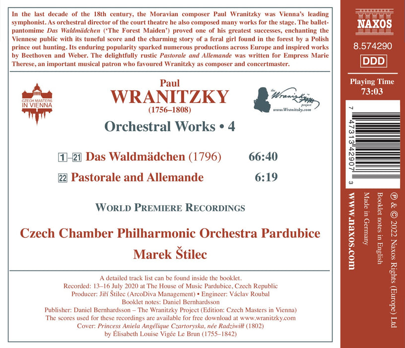 Paul Wranitzky - Orchestral Works, Vol. 4;