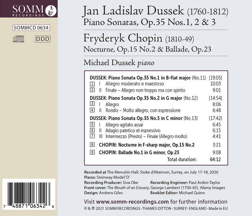 Jan Ladislav Dussek / Fryderyk Chopin - Piano Sonatas Op.35 / Nocturnes Op.15;