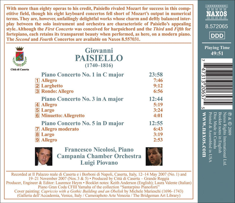Giovanni Paisiello - Piano Concertos Nos. 1, 3 & 5;