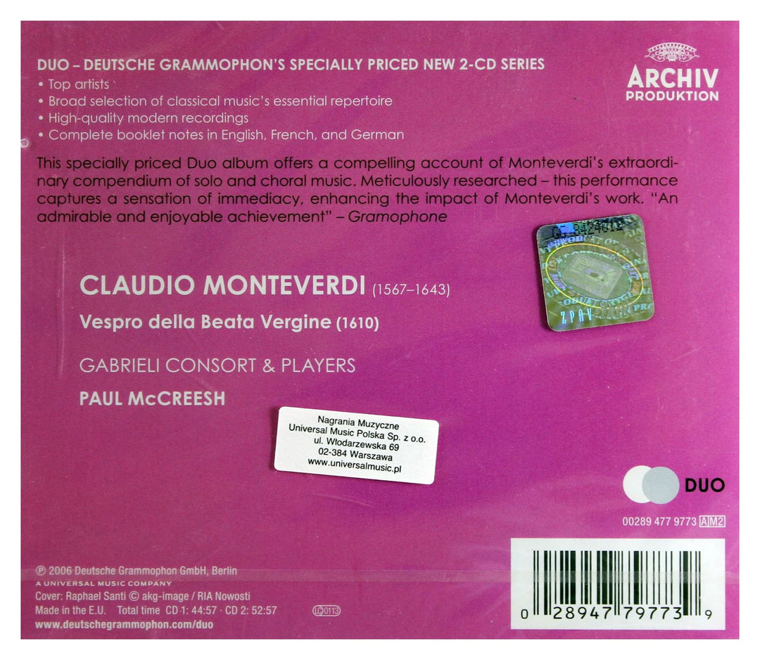 Claudio Monteverdi - Vespers Of 1610 (2 CDs);