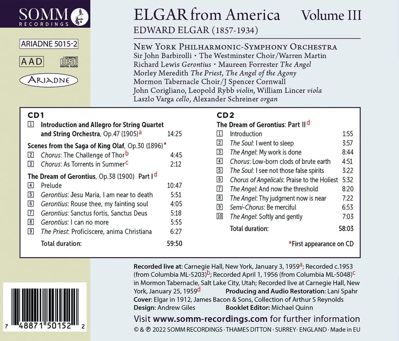 Edward Elgar - Elgar From America, Vol. 3 (2 Cd);