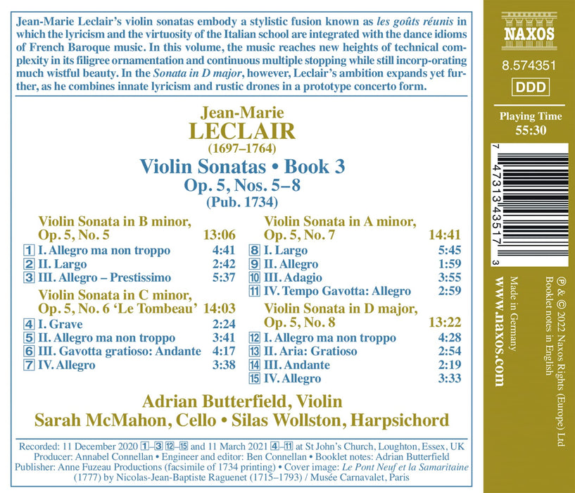 Jean-Marie Leclair - Violin Sonatas, Book 3;