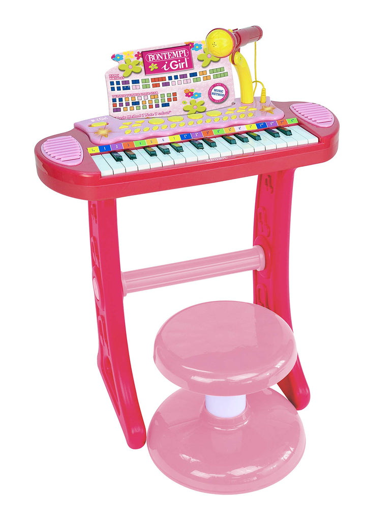 Bontempi 13 3671 - I Girl - Tastiera Elettronica A 31 Tasti Con Microfono E Sgabello;