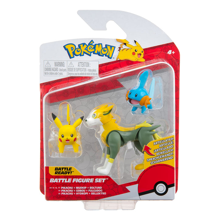 Pokemon: Jazwares - PKW2676 Battle Figure Set 3 Pack -Mudkip, Pikachu & Boltund;