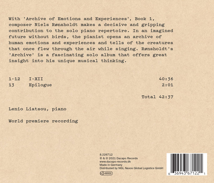 Niels Ronsholdt - Archive Of Emotions  And Experiences Book I;