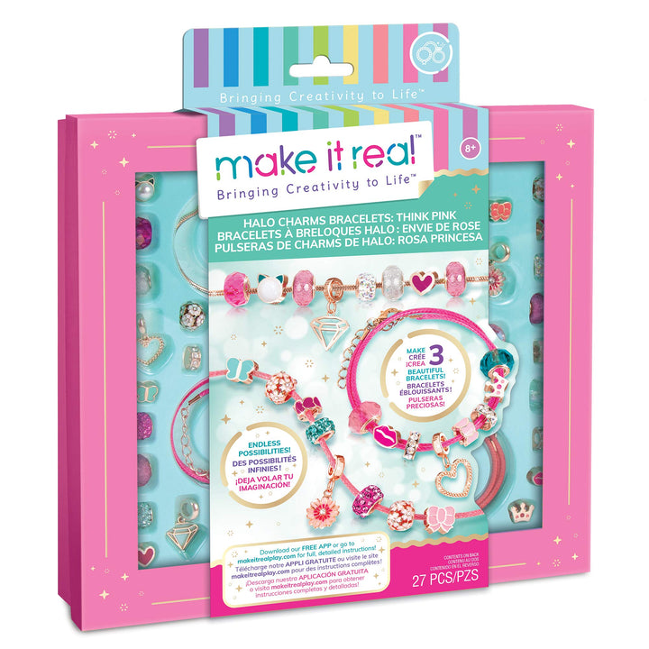 Make It Real: Braccialetti Halo Charms Rosa;