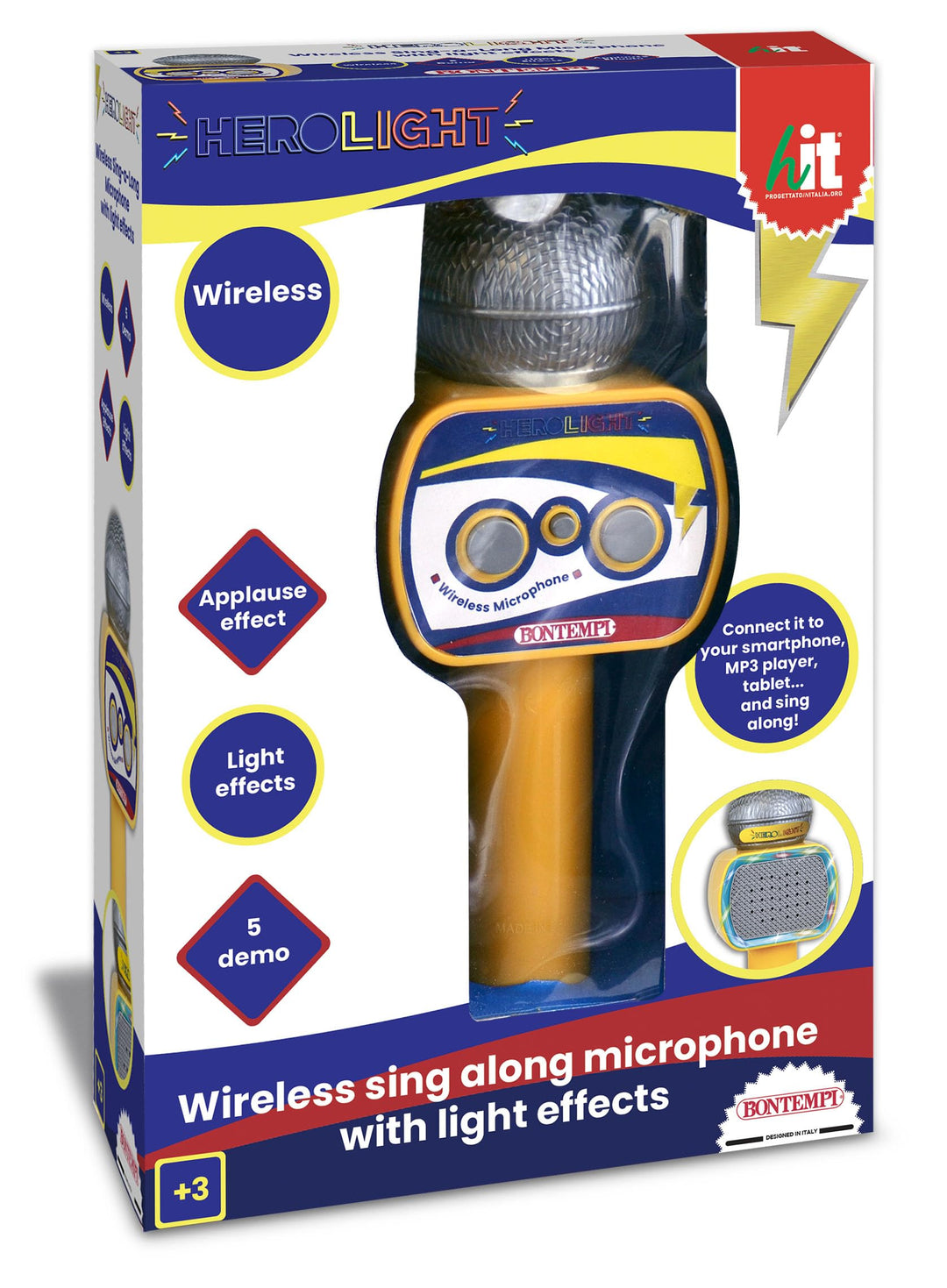 Bontempi 48 5135 Microfono Karaoke Wireless Con Altoparlante , Effetti Luminosi E Sonori. (Hero Light);