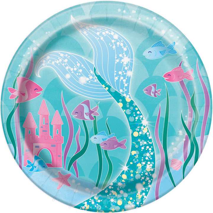 Unique Party: Ecological Paper Plates - Mermaid Theme Pack of 8 pcs. (18cm);