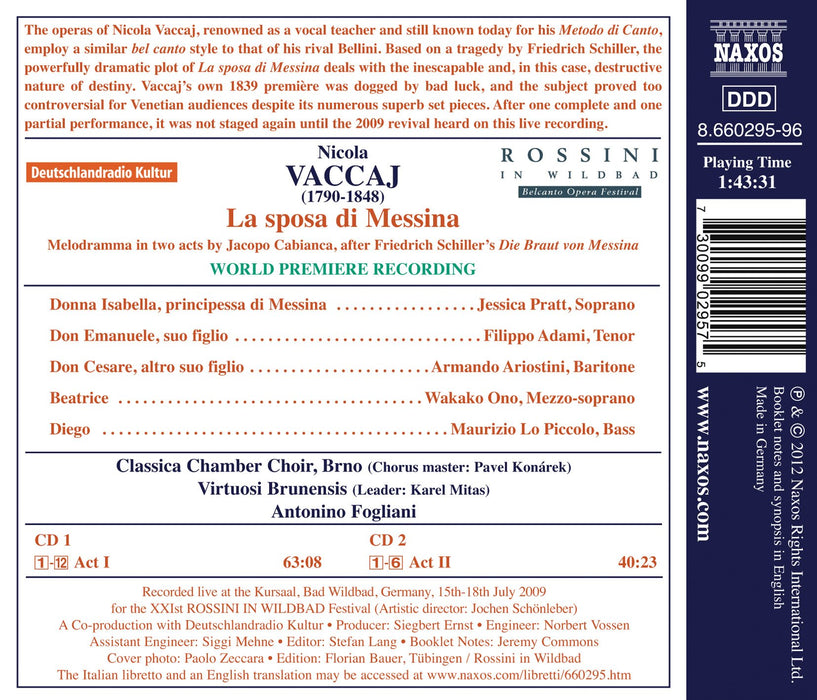 Nicola Vaccaj - La Sposa Di Messina (2 Cd);