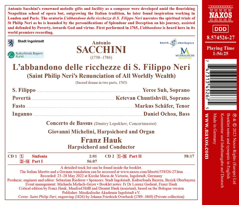 Suh/Chuntishvili/Schafer/Hauk/Concerto De Bassus - The Abandonment Of Riches By St. Philip Neri (2 CDs);