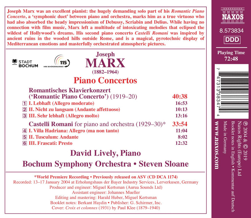Joseph Marx - Romantic Piano Concerto, Castelli Romani;