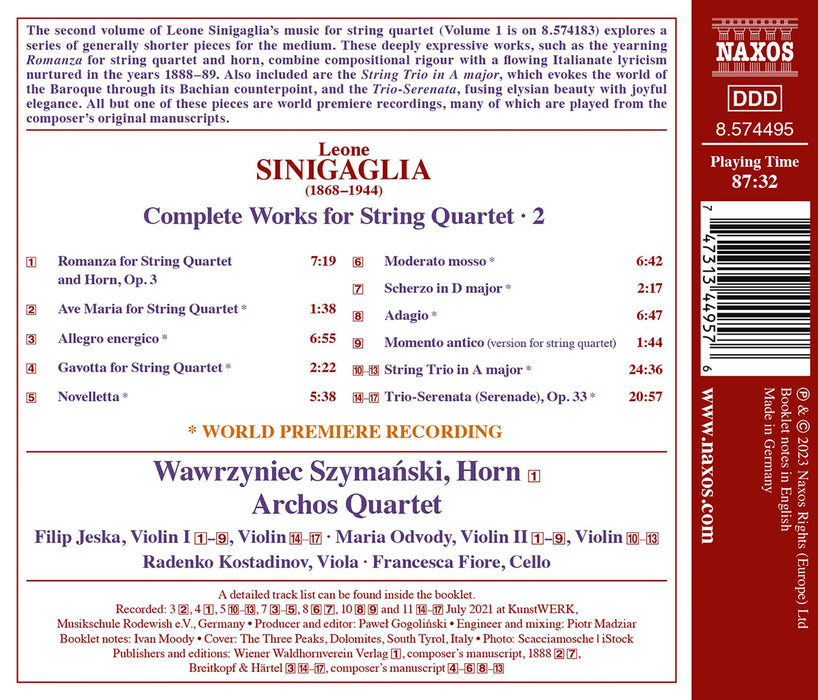 Leone Sinigaglia - Complete Works For String Quartet, Vol. 2;