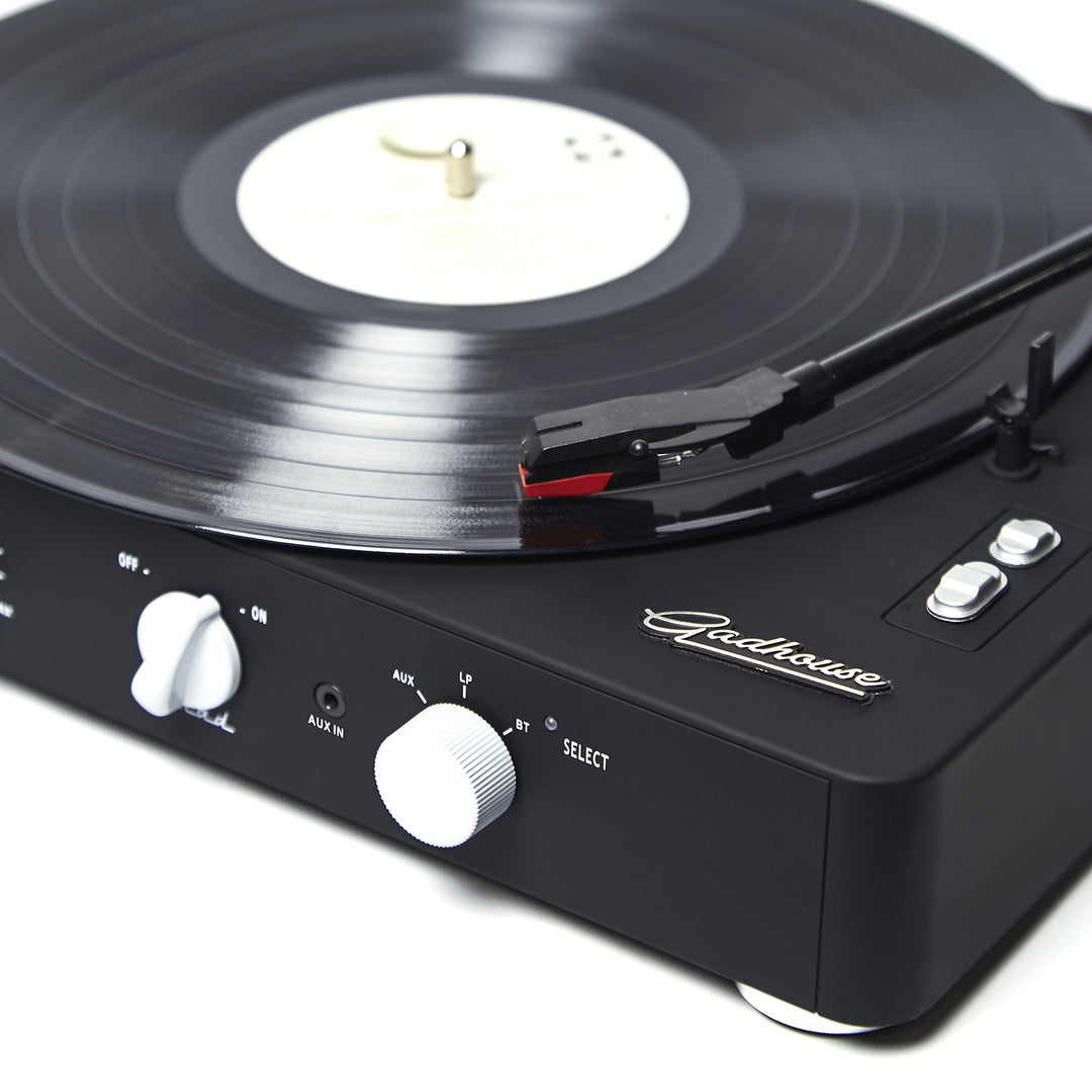 Gadhouse: BRAD Black Edition (Wireless Streaming Turntable) Record Player (Batteria Ricaricabile, Built-In Bluetooth 5.0 & Pitch