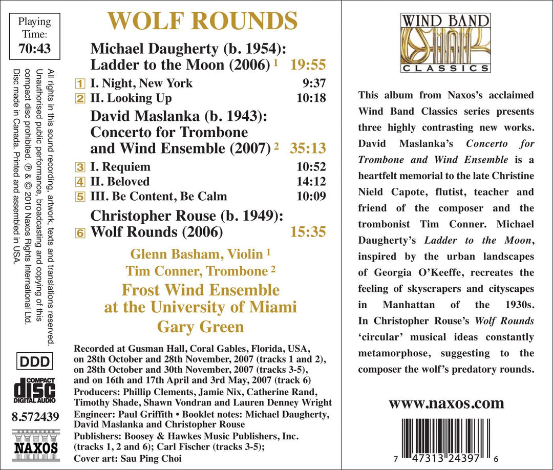 Wolf Rounds: Daugherty, Maslanka. Rouse;