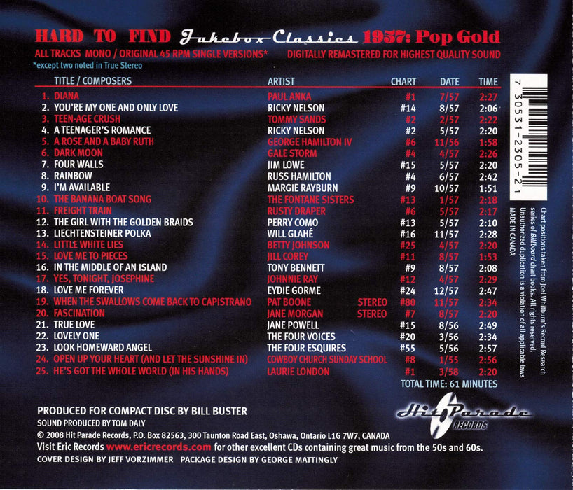 Hard To Find Jukebox Classics 1957: Pop Gold / Various;