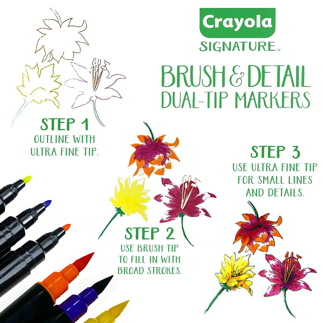 Crayola: Set of 16 Dual Tip Markers (Fine Tip and Marker Tip) Signature;