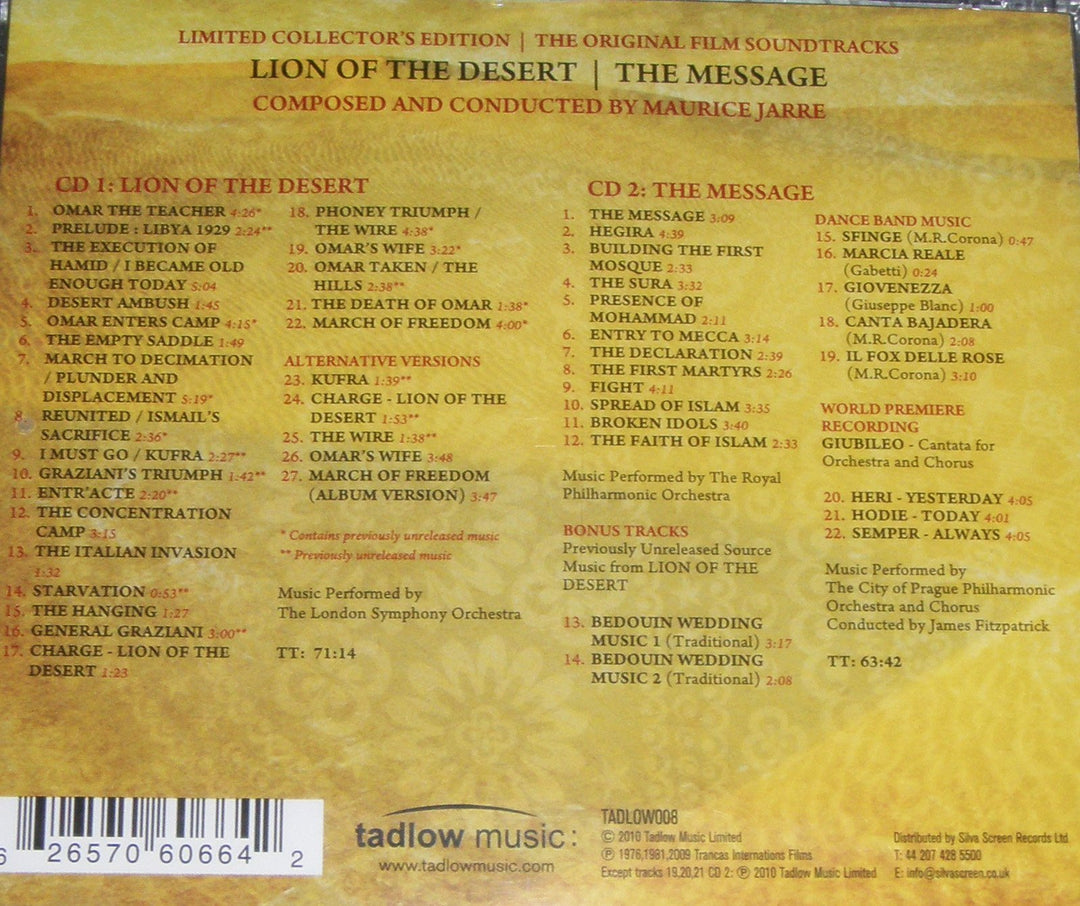 Maurice Jarre - Lion Of The Desert / The Message (2 CDs);