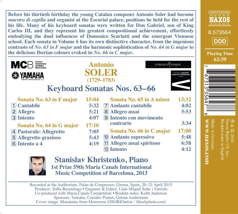 Antonio Soler - Keyboard Sonatas Nos. 63-66;