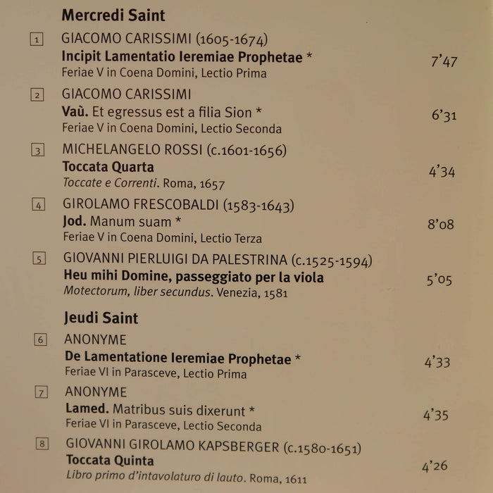 Lamentazioni Per La Settimana Santa;
