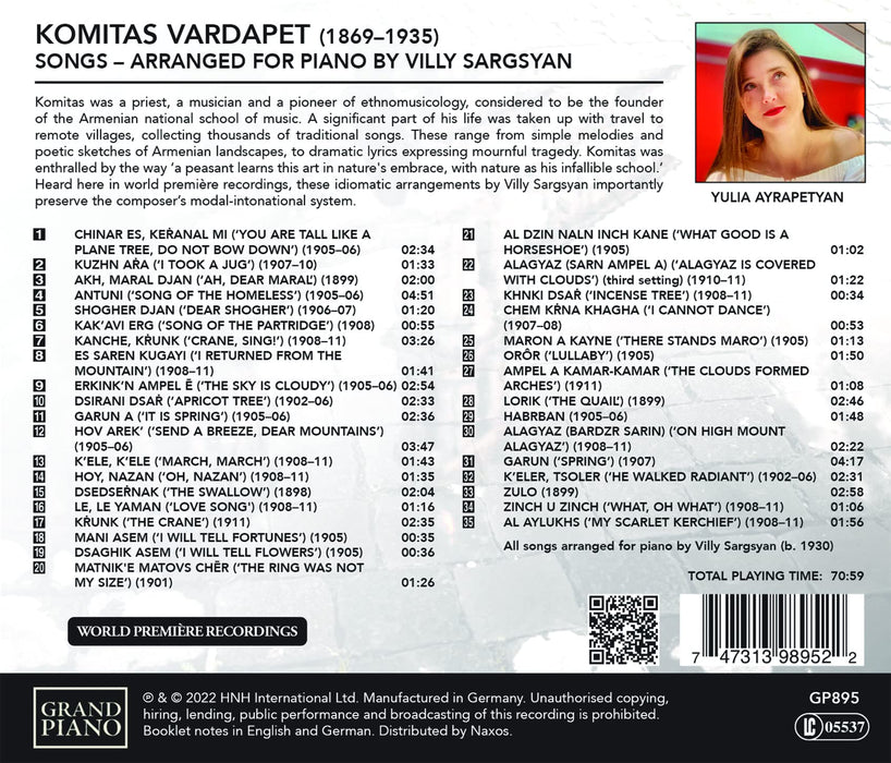 Komitas Vardapet - Songs - Arranged For Piano By Villy Sargsyan;