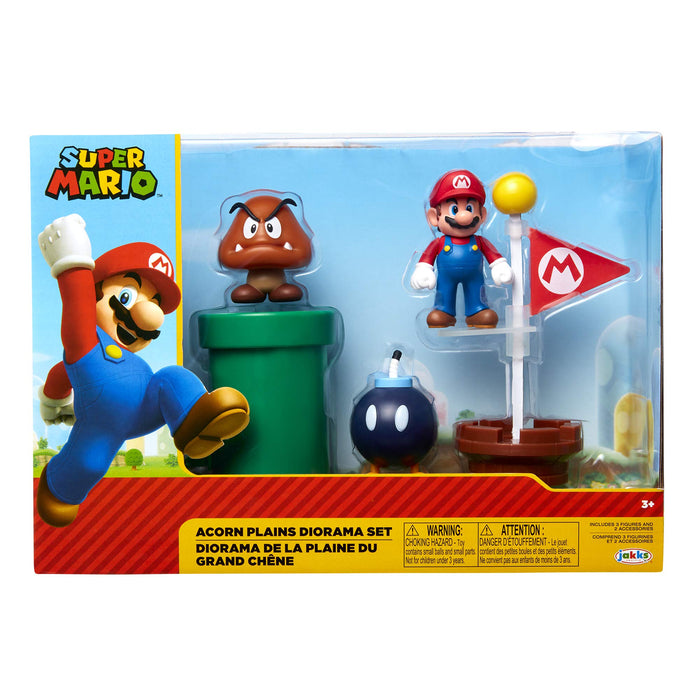 Nintendo: Jakks - Super Mario - Mario Acorn Plains Diorama Set 5 Figure 6 Cm (Figure 6 Cm / Personaggi);