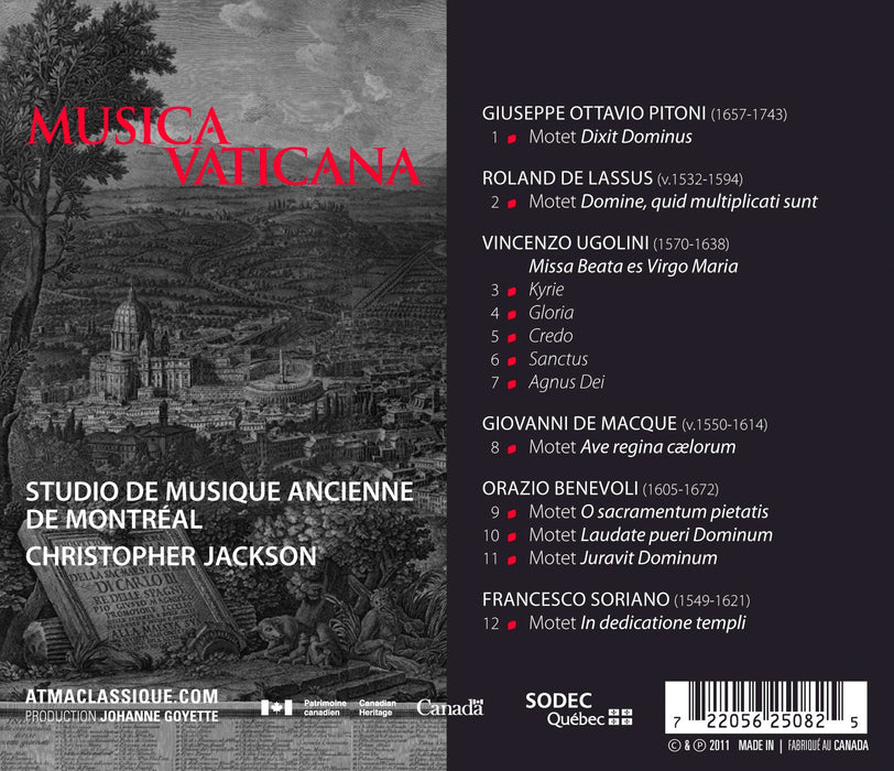 Studio De Musique Ancienne De Montreal / Christopher Jackson - Musica Vaticana (2 Cd);