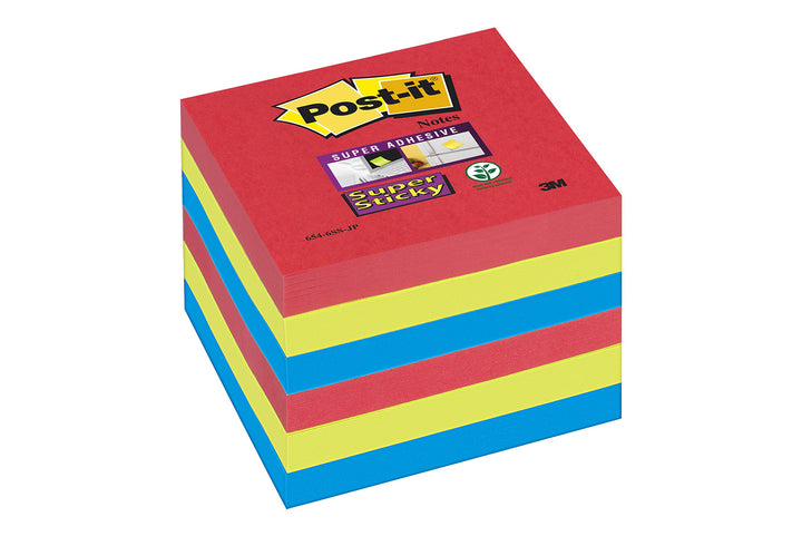 3M: Post-it - 90 Super Sticky Notes Bora Bora Colors 76x76mm (6 Notes);